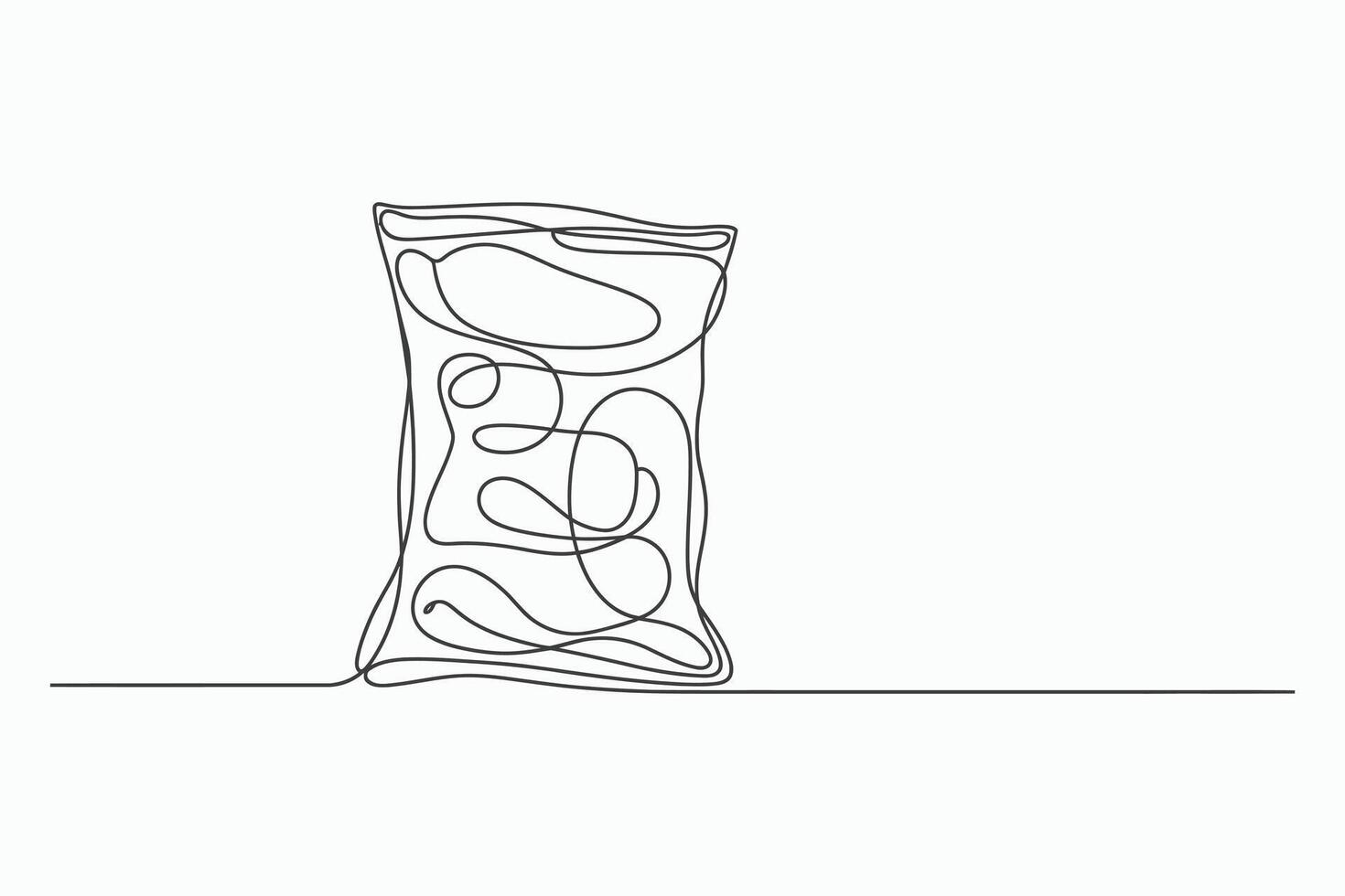 Abstract one line drawing of a snack bag vector