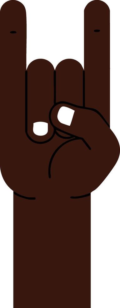 Dark Skin Tone Hand Making Rock and Roll Gesture Illustration vector