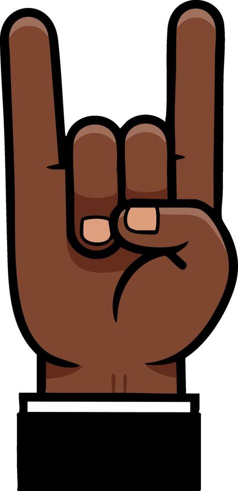 Dark Skin Tone Rock Sign Hand Gesture Illustration for Music and Culture vector
