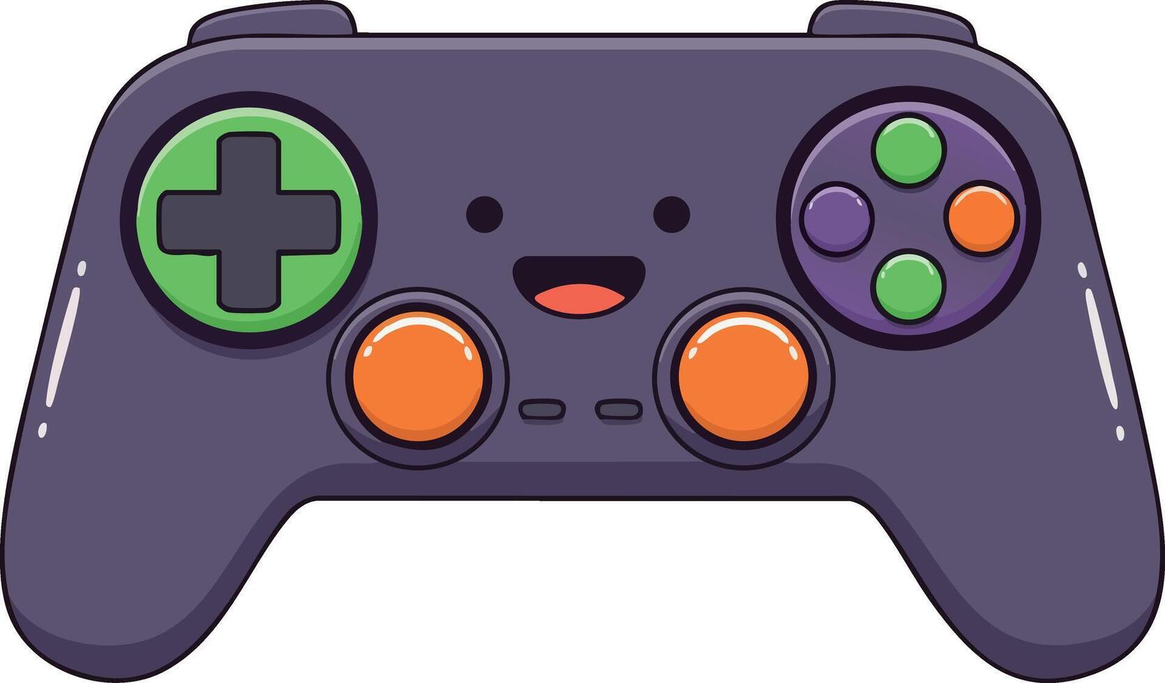 Cute purple game controller with colorful buttons and happy face illustration vector