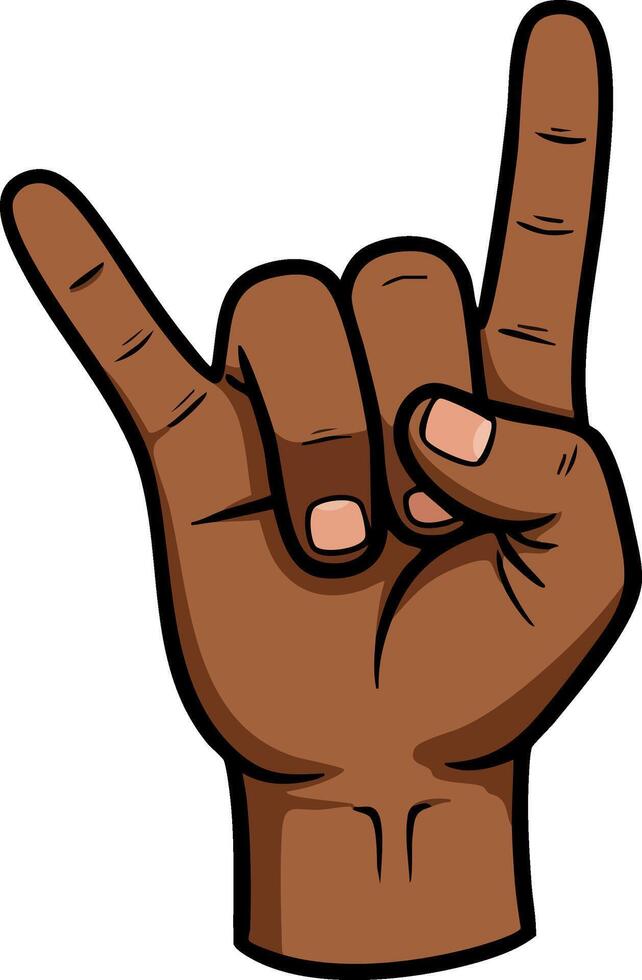 Hand making rock and roll sign with brown skin tone isolated on white background illustration vector