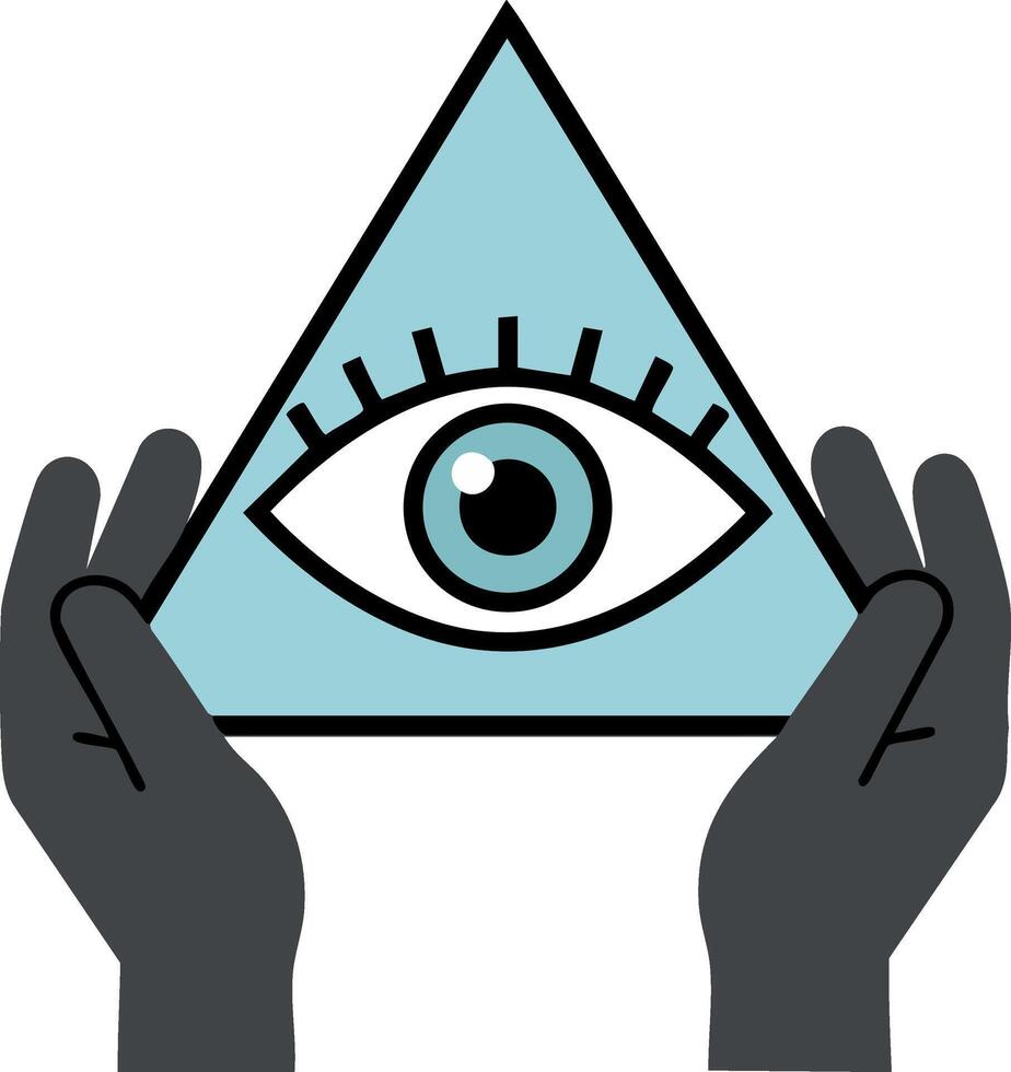 Hands holding triangle with eye symbol design illustration vector