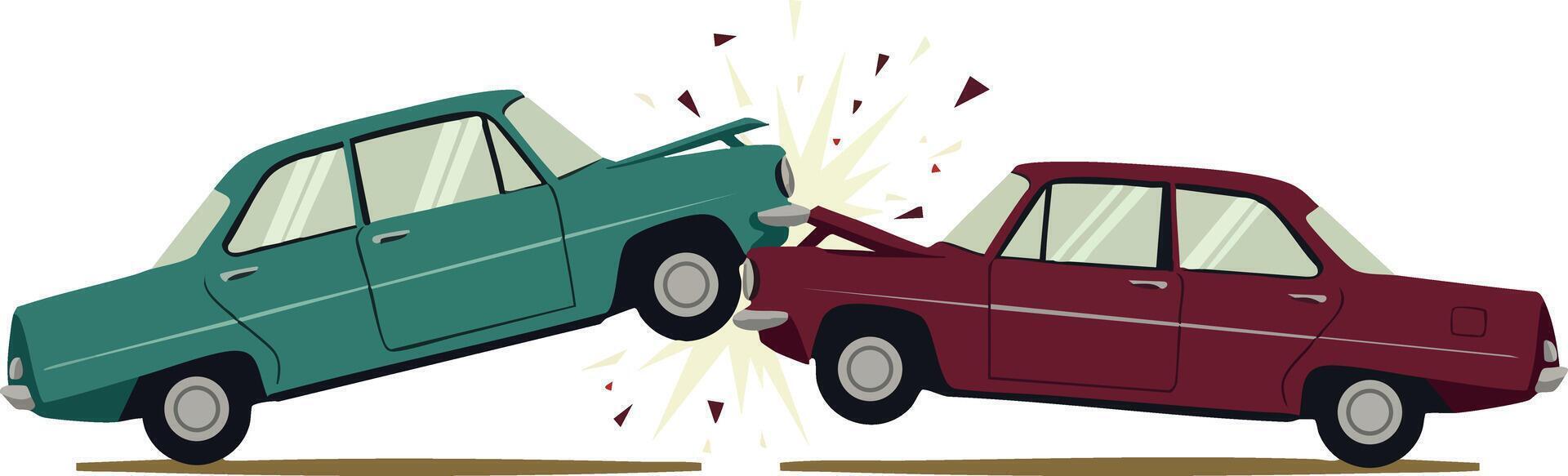 Two Cars Colliding Front to Front Car Accident Impact Illustration vector