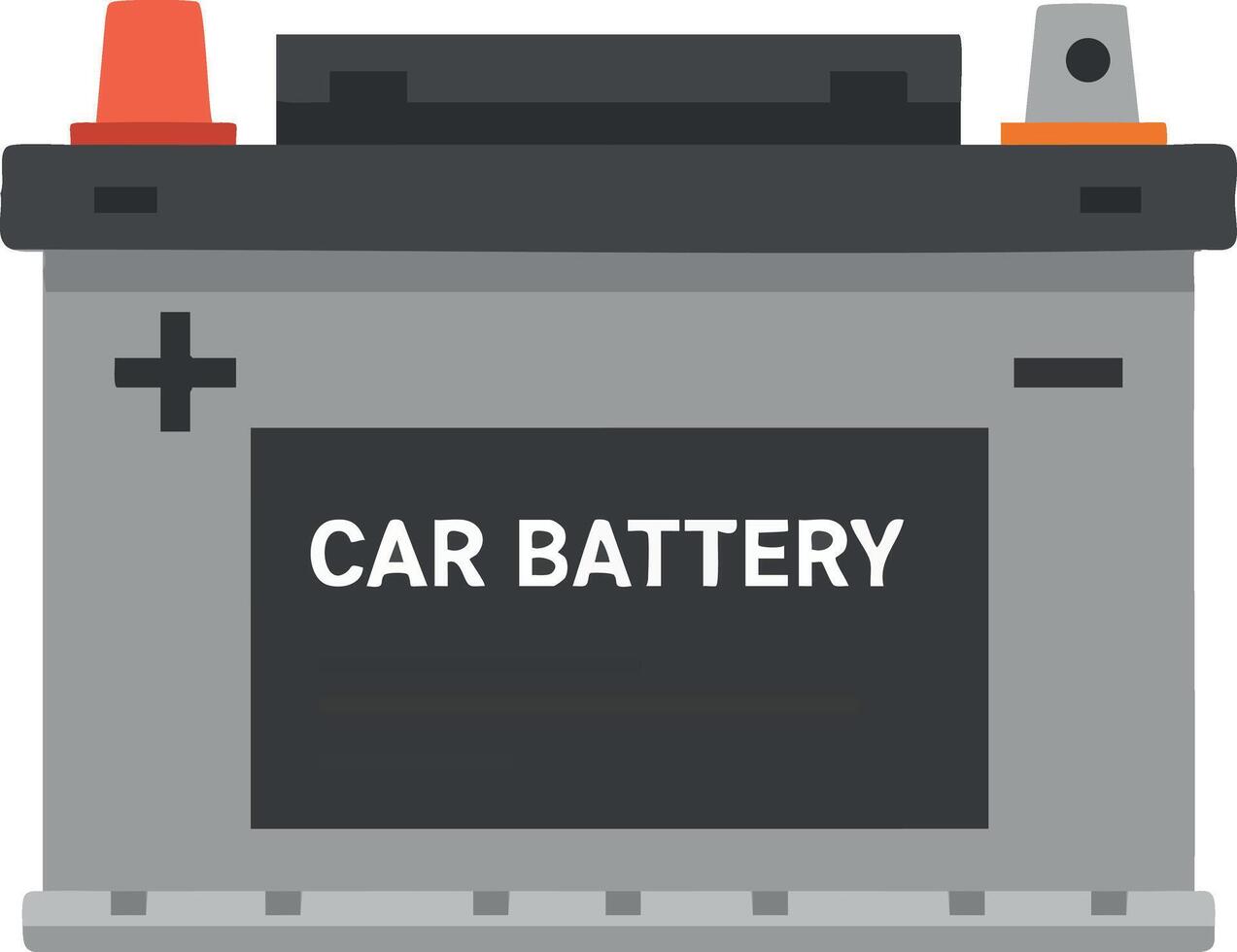 Car battery illustration with positive and negative terminals clear design vector