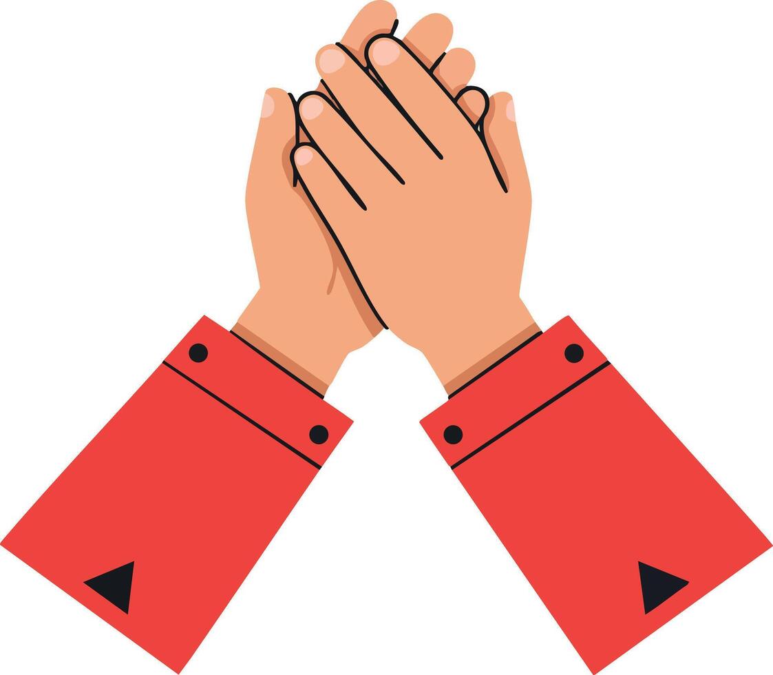 Clapping Hands Gesture with Red Sleeves Illustration for Applause and Appreciation vector