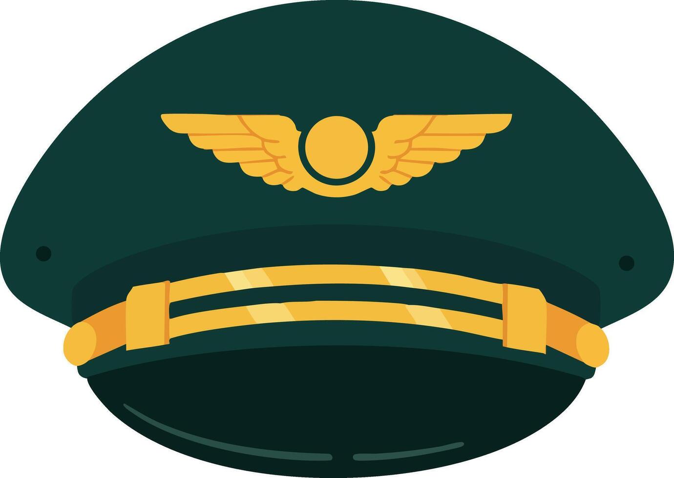 Pilot cap with golden wings and strap illustration in flat style vector