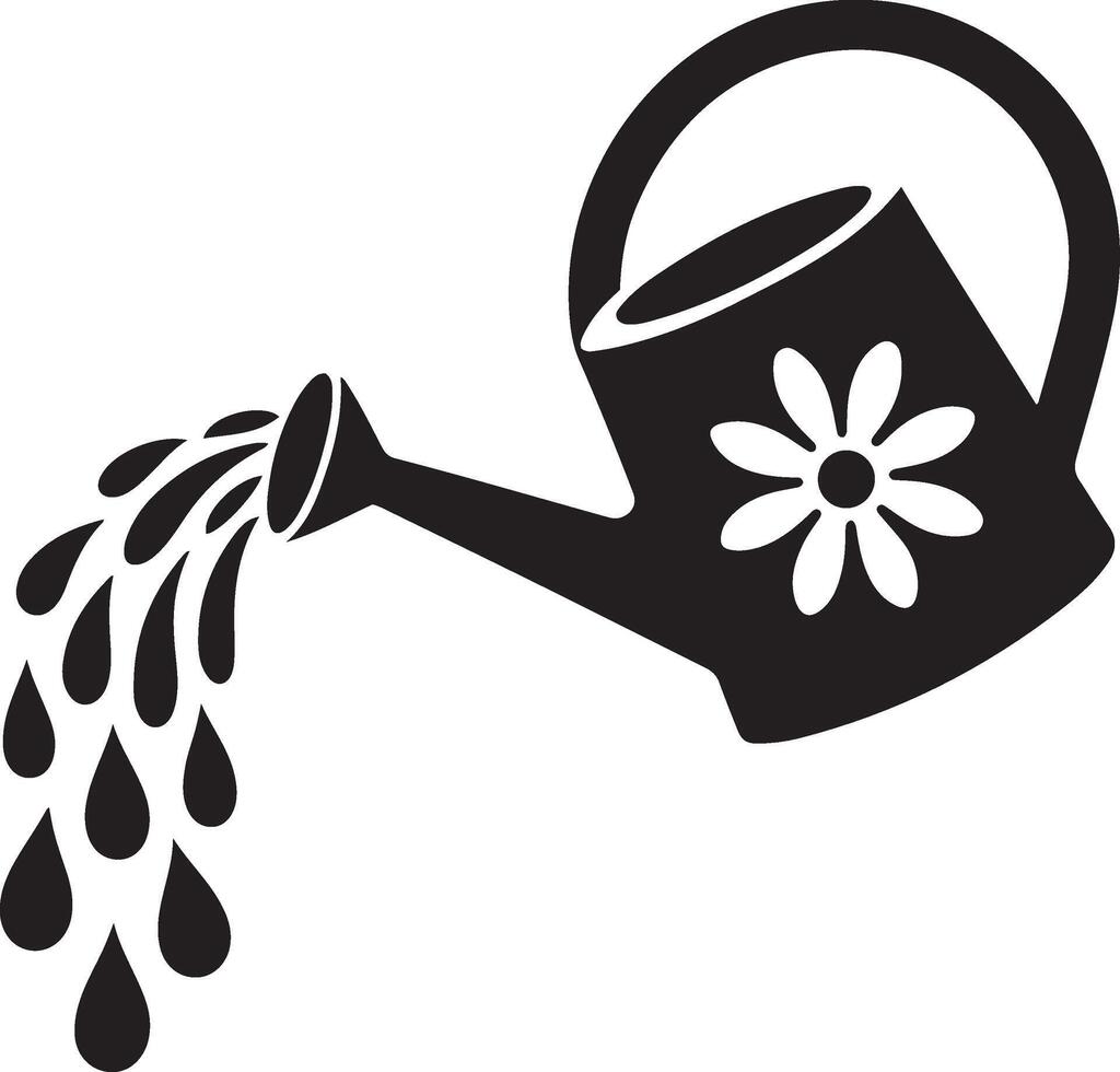 A watering can pours water onto a flower vector