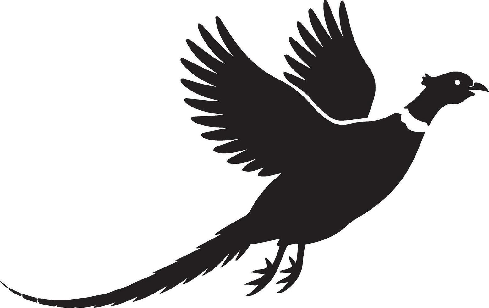 flying pheasant silhouette black and white illustration vector