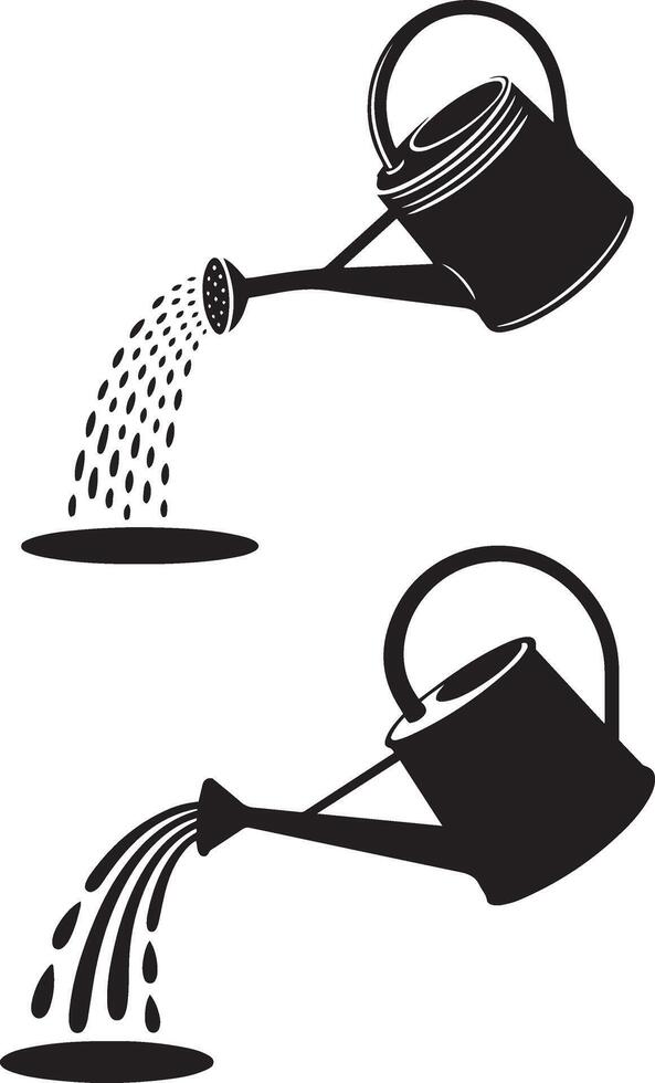 watering can pours water onto the ground vector