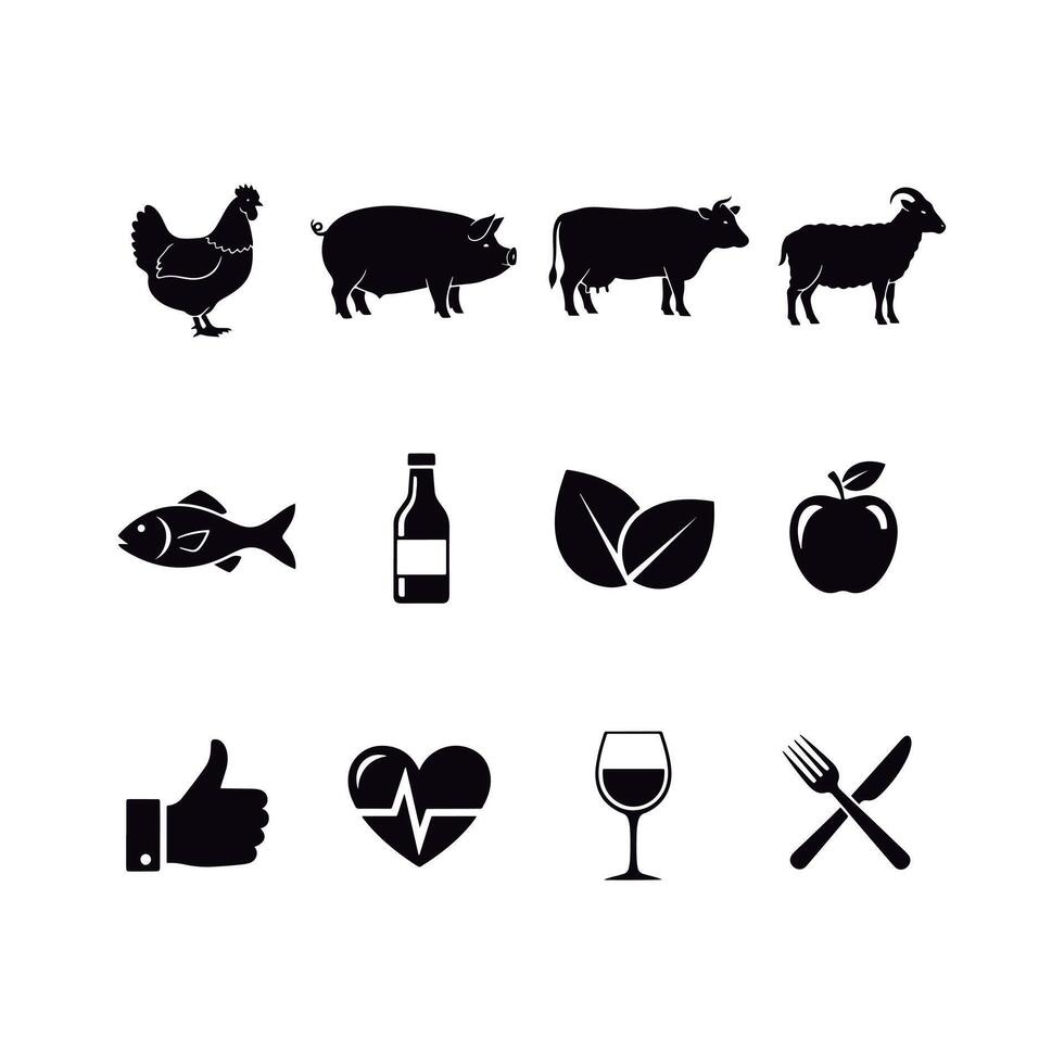 Awesome Food and Health Icons Set. vector