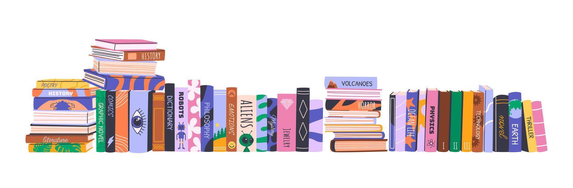 Illustration of colorful stacked books vector
