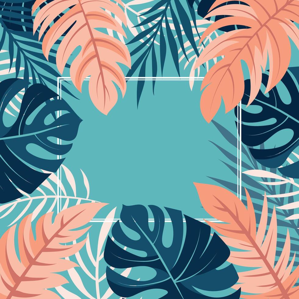 Tropical leaves border design vector