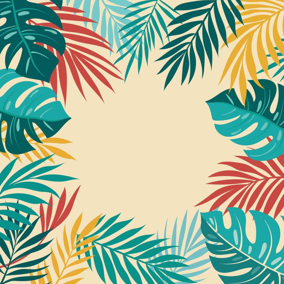 Tropical leaves decorative frame illustration vector