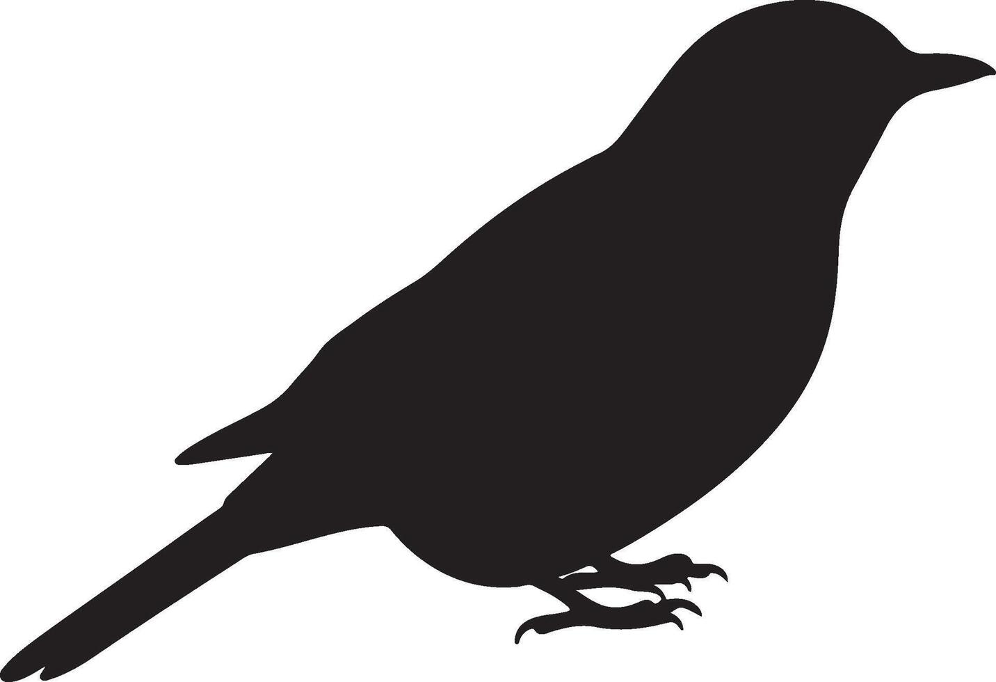 Orange headed Thrush Solid Black Silhouette vector