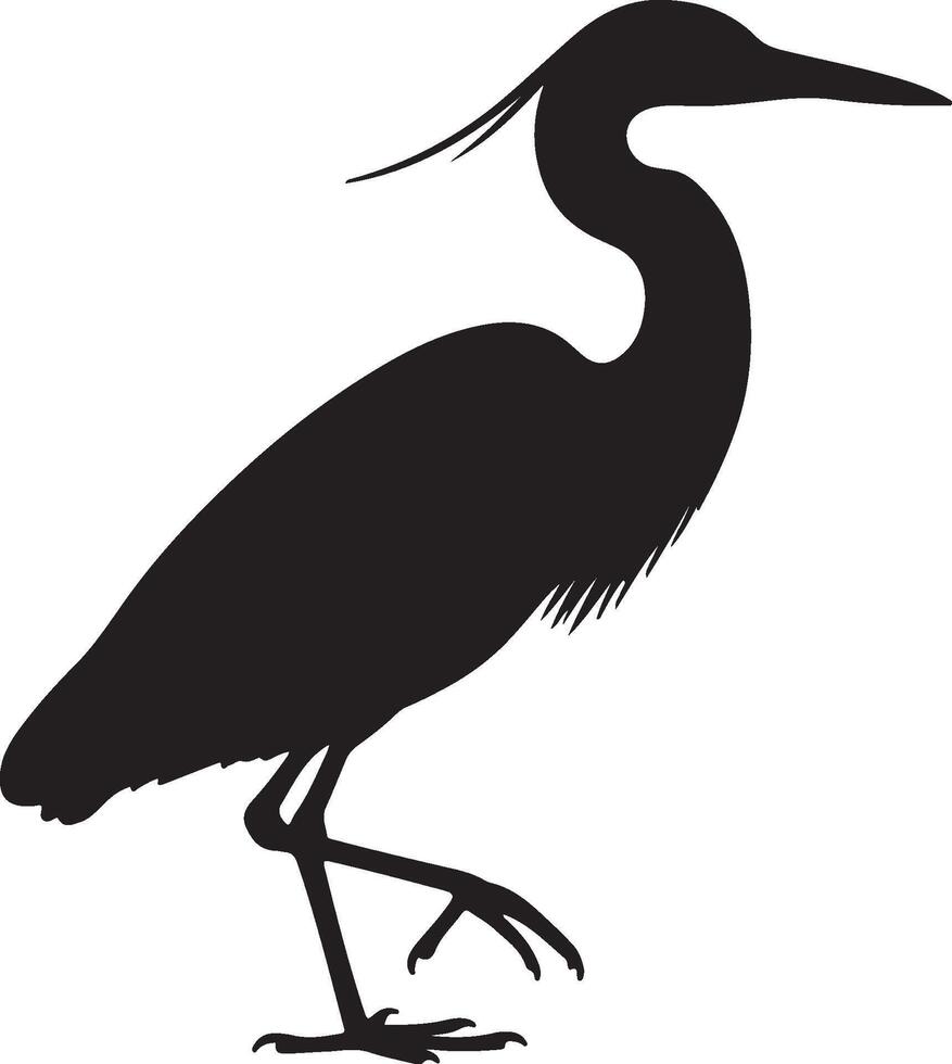 Indian Pond Heron Solid Black Silhouette vector