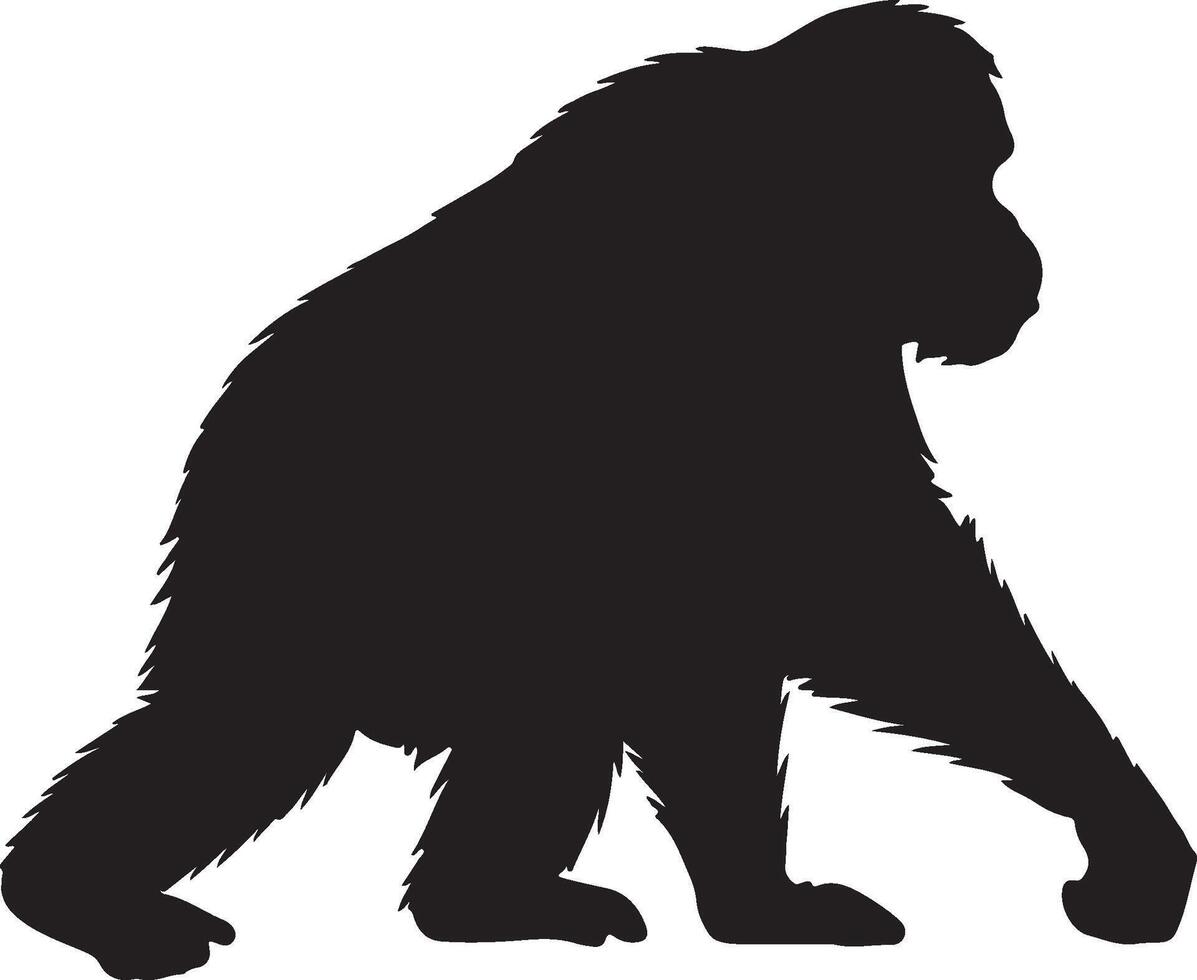 Orangutan Solid Black Silhouette vector