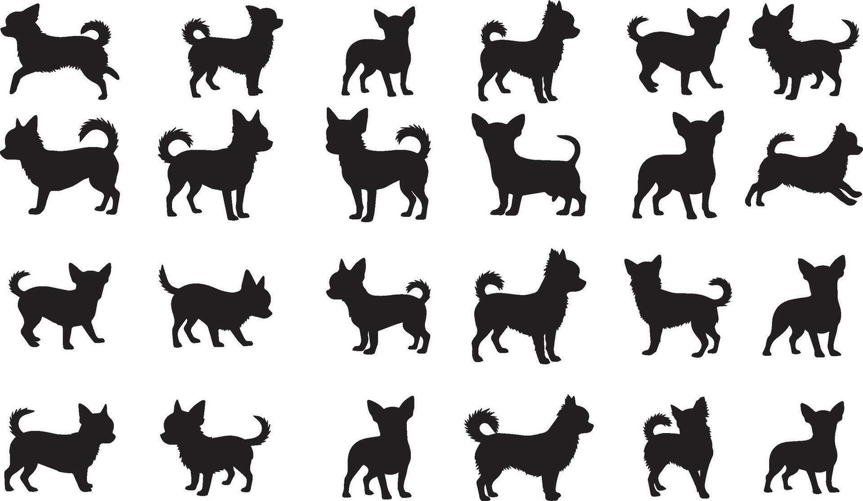 Chihuahua Dog Solid Black Silhouette vector