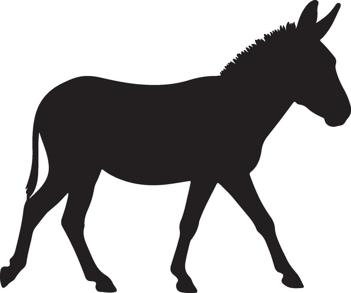 A silhouette of a donkey walking in a field vector