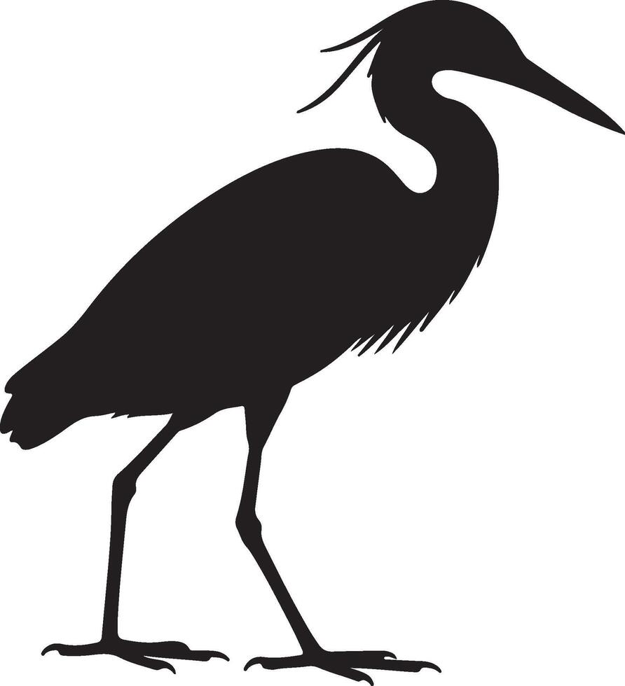 Lava Heron Solid Black Silhouette vector
