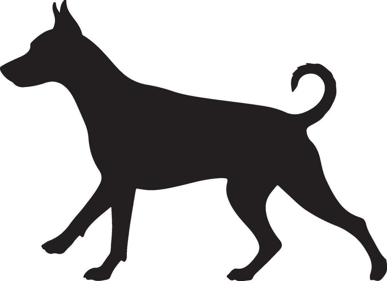 German Pinscher Solid Black Silhouette vector