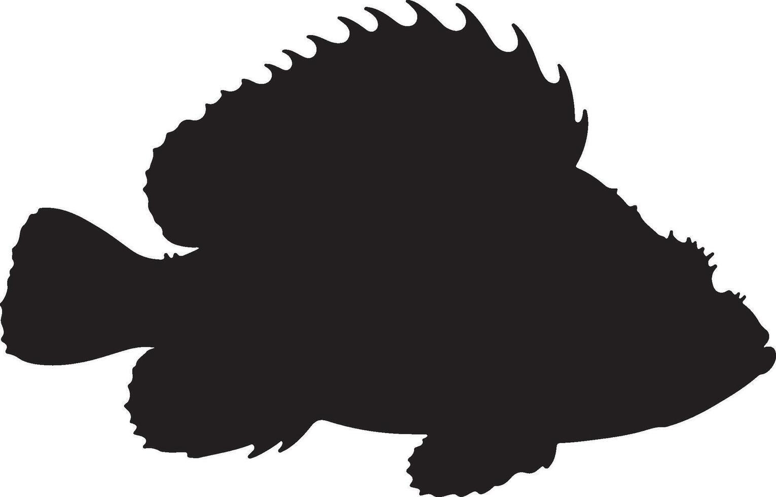 Leaf Scorpionfish Solid Black Silhouette vector
