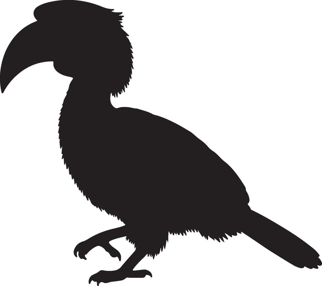 Helmeted Hornbill Solid Black Silhouette vector