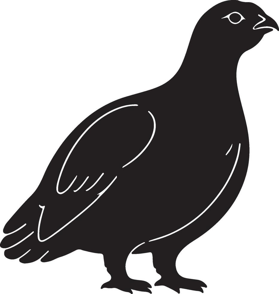 Grouse Solid Black Silhouette vector
