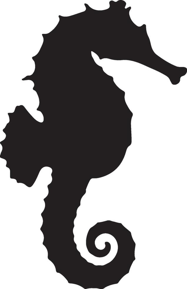 Seahorse Solid Black Silhouete vector