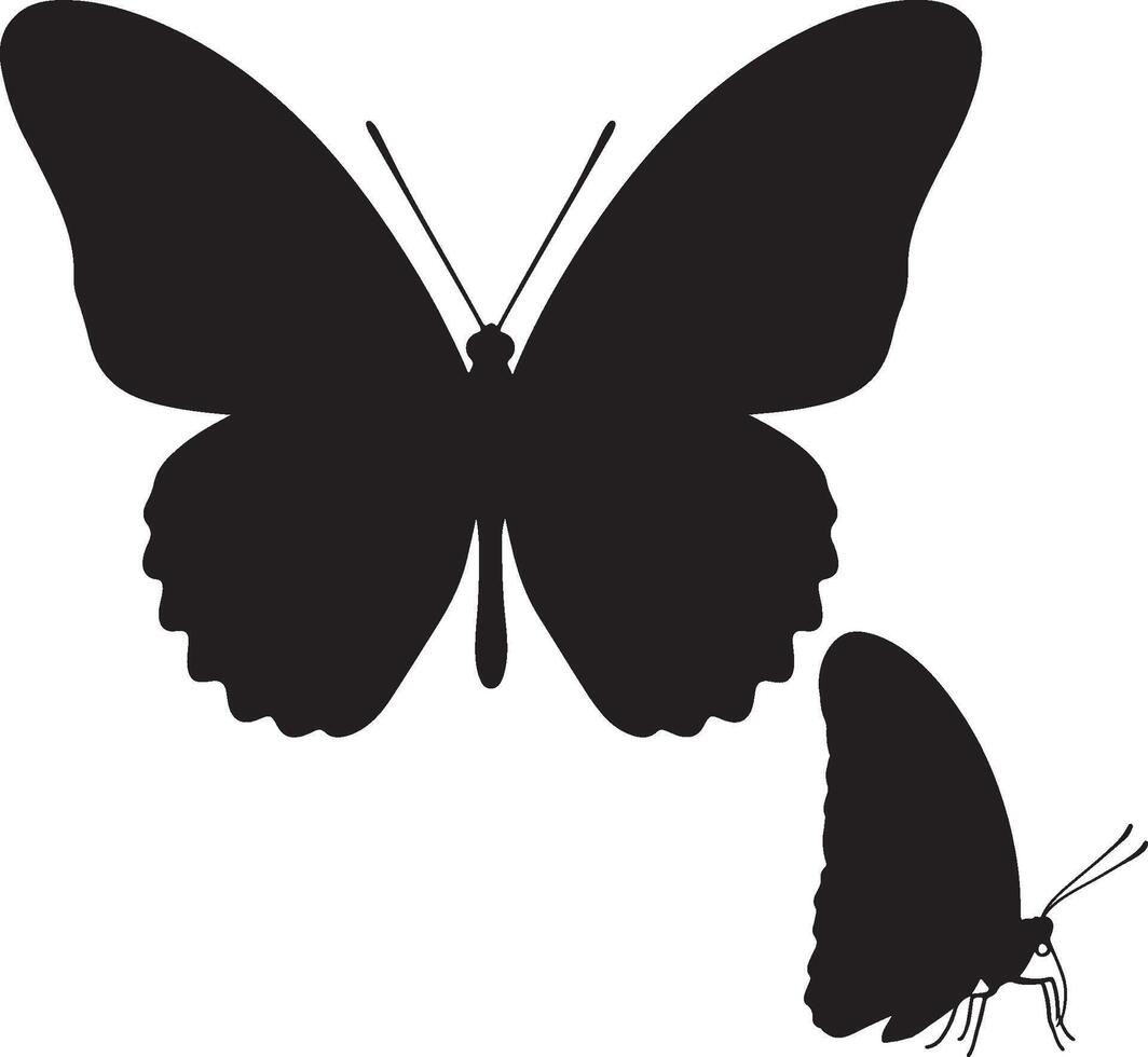 Onyx Butterfly Solid Black Silhouette vector