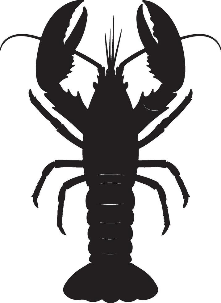 American Lobster Solid Black Silhouette vector
