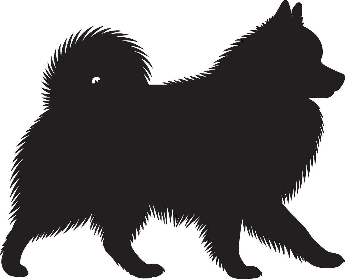 German Spitz Solid Black Silhouette vector