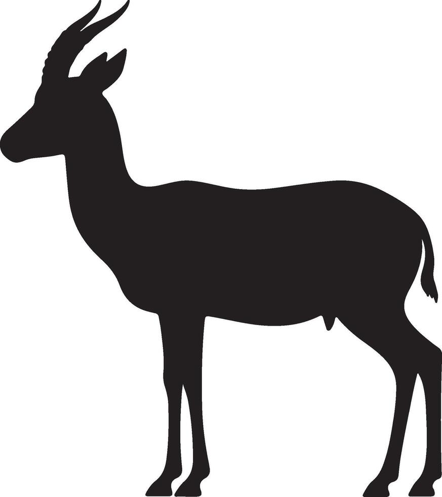Dama Gazelle Solid Black Silhouette vector