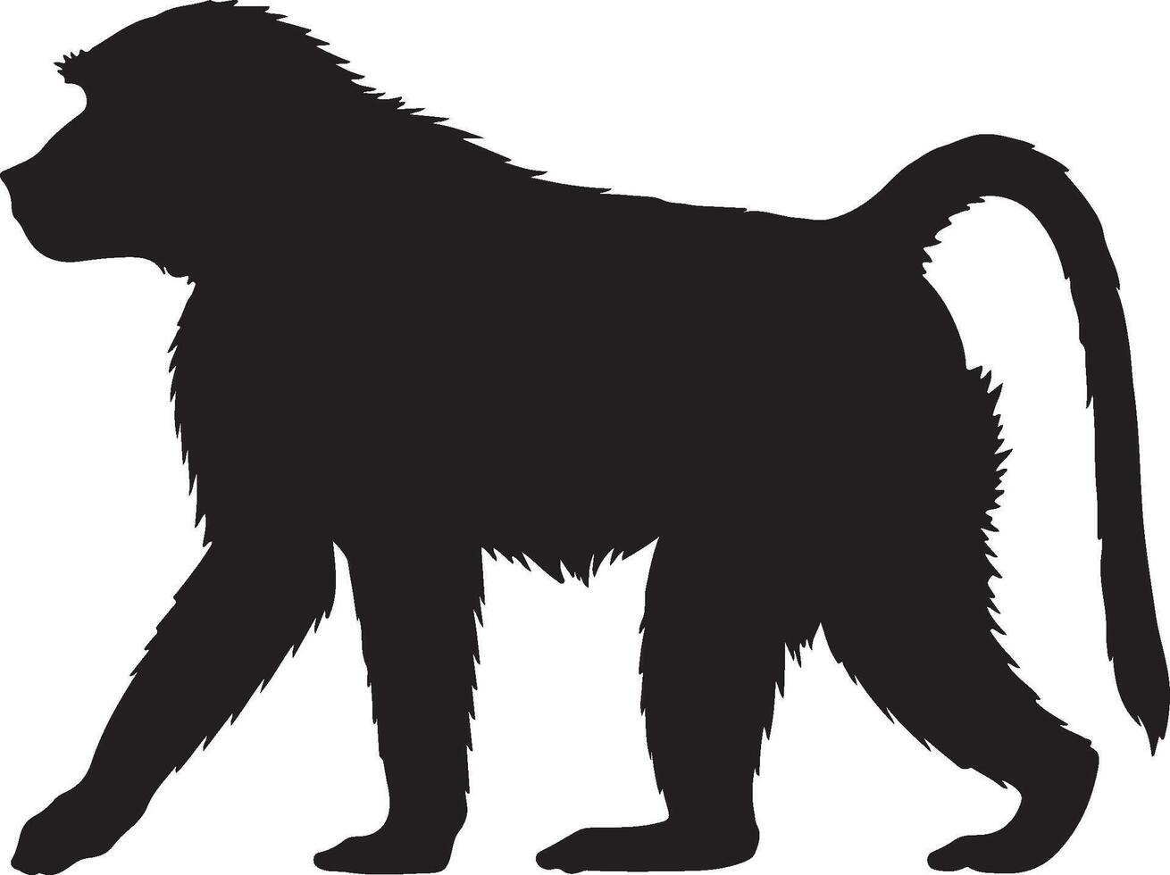 Yellow Baboon Solid Black Silhouette vector