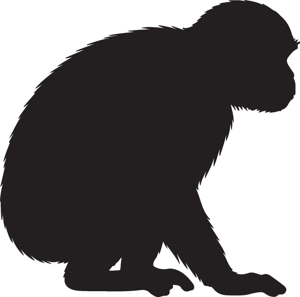 Blue Monkey Solid Black Silhouette vector