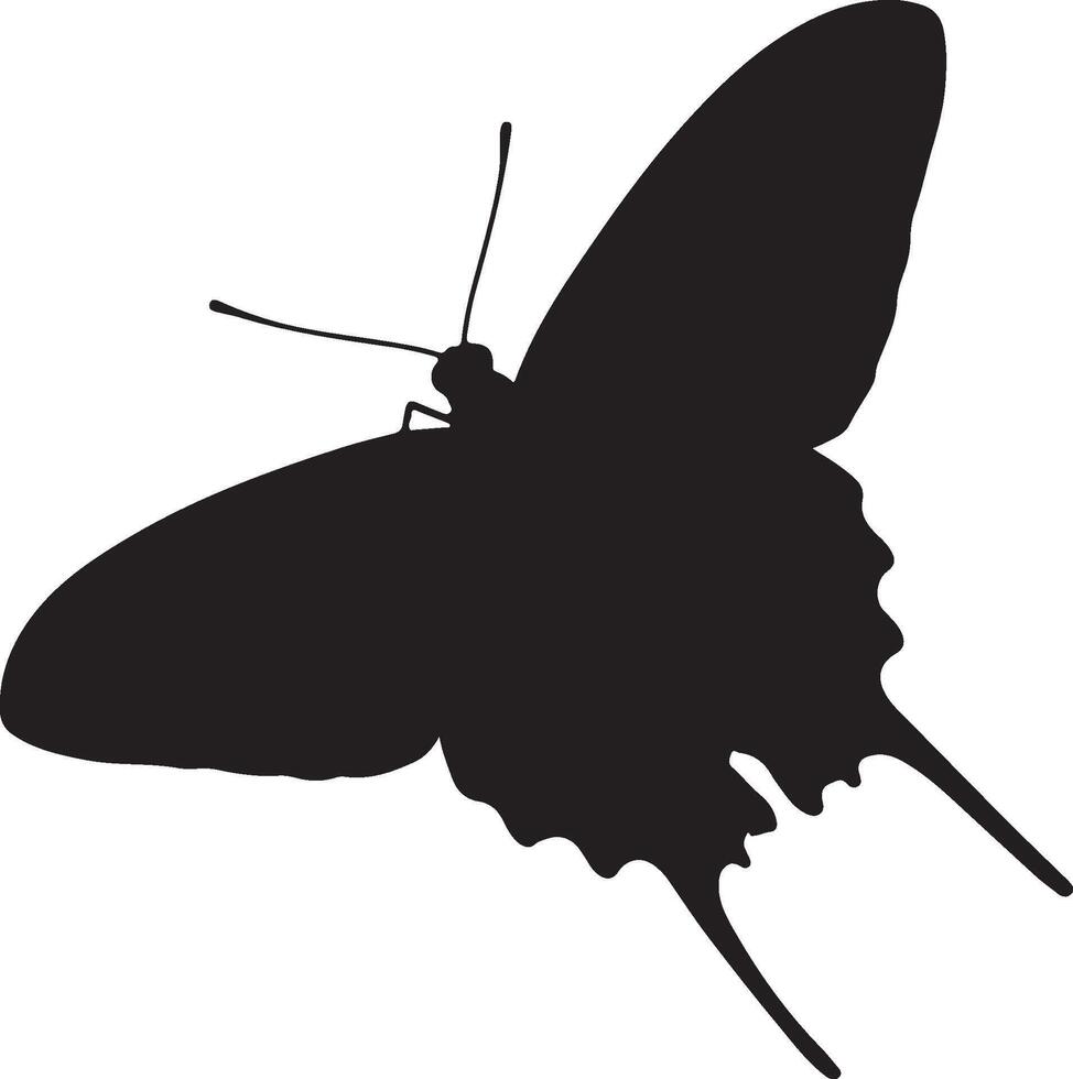 Zebra Swallowtail Butterfly Solid Black Silhouette vector