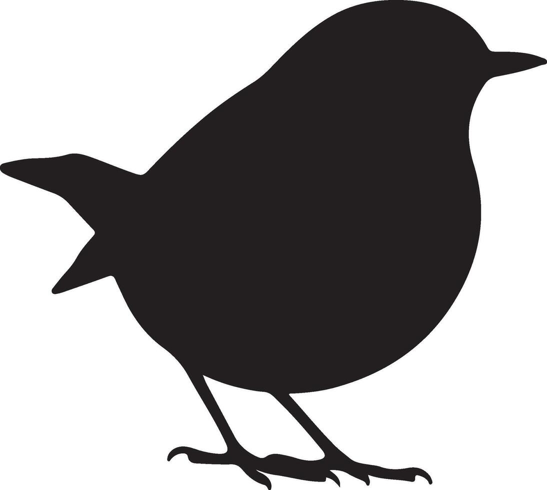 Japanese Robin Solid Black Silhouette vector
