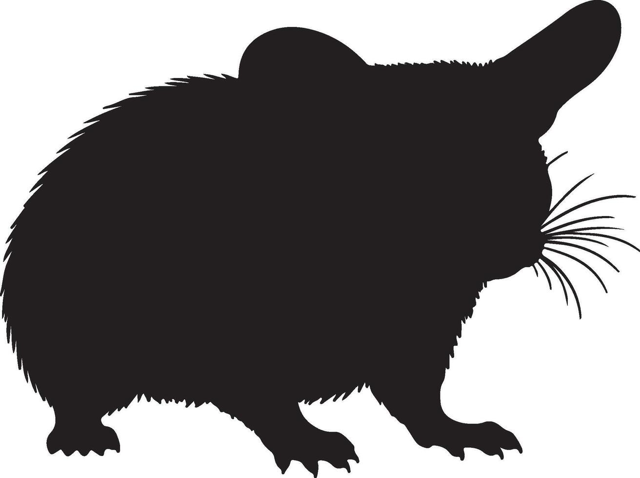 Large-eared Tenrec Solid Black Silhouette vector