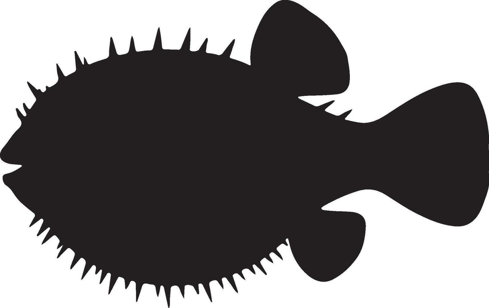 Pufferfish Solid Black Silhouette vector