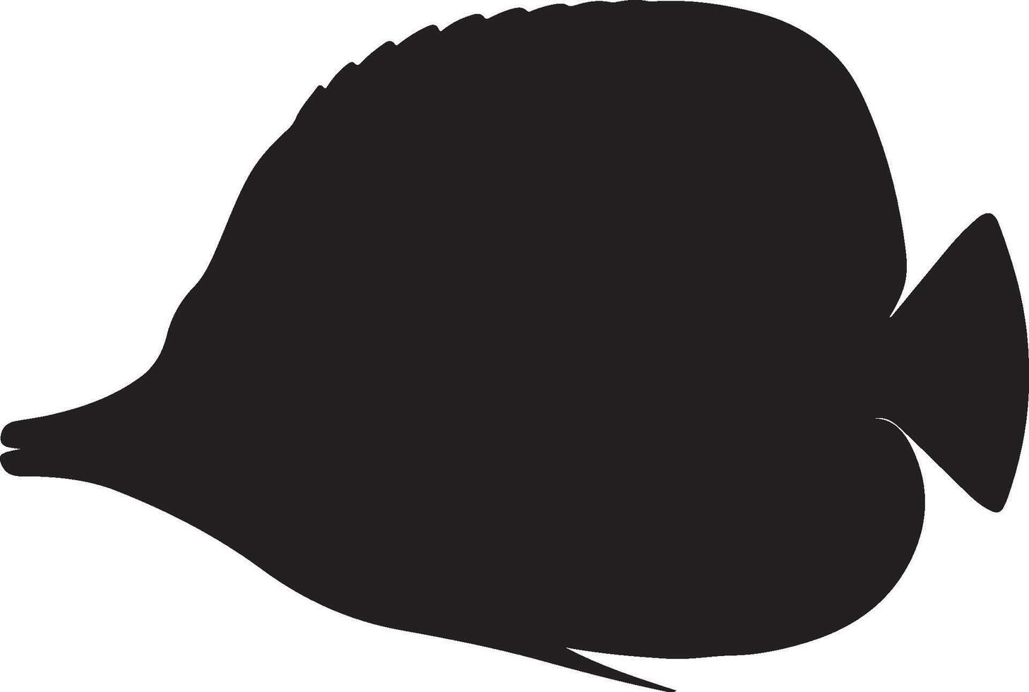 Yellow Longnose Butterflyfish Solid Black Silhouette vector