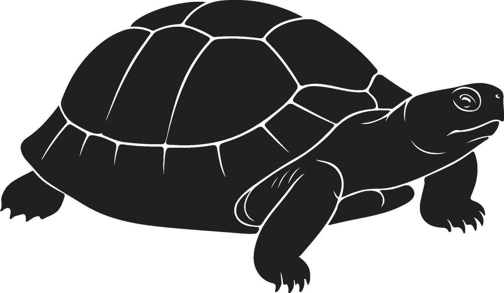 Hawkbill Turtle Solid Black Silhouette vector