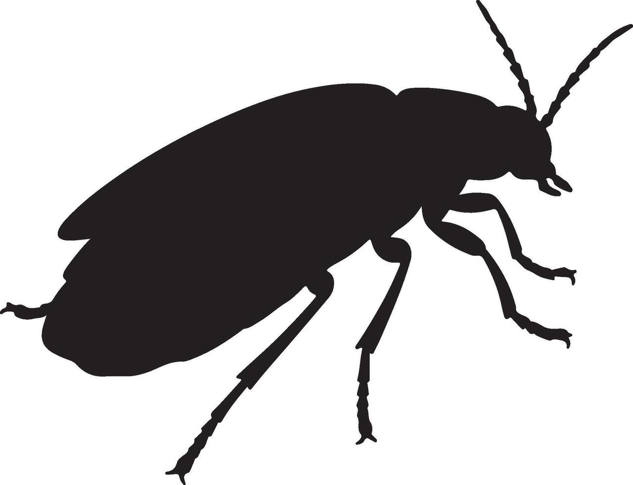 A black and white silhouette of a bug vector