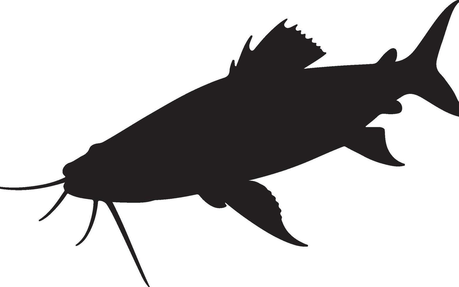 Barbel Fish Solid Black Silhouette vector