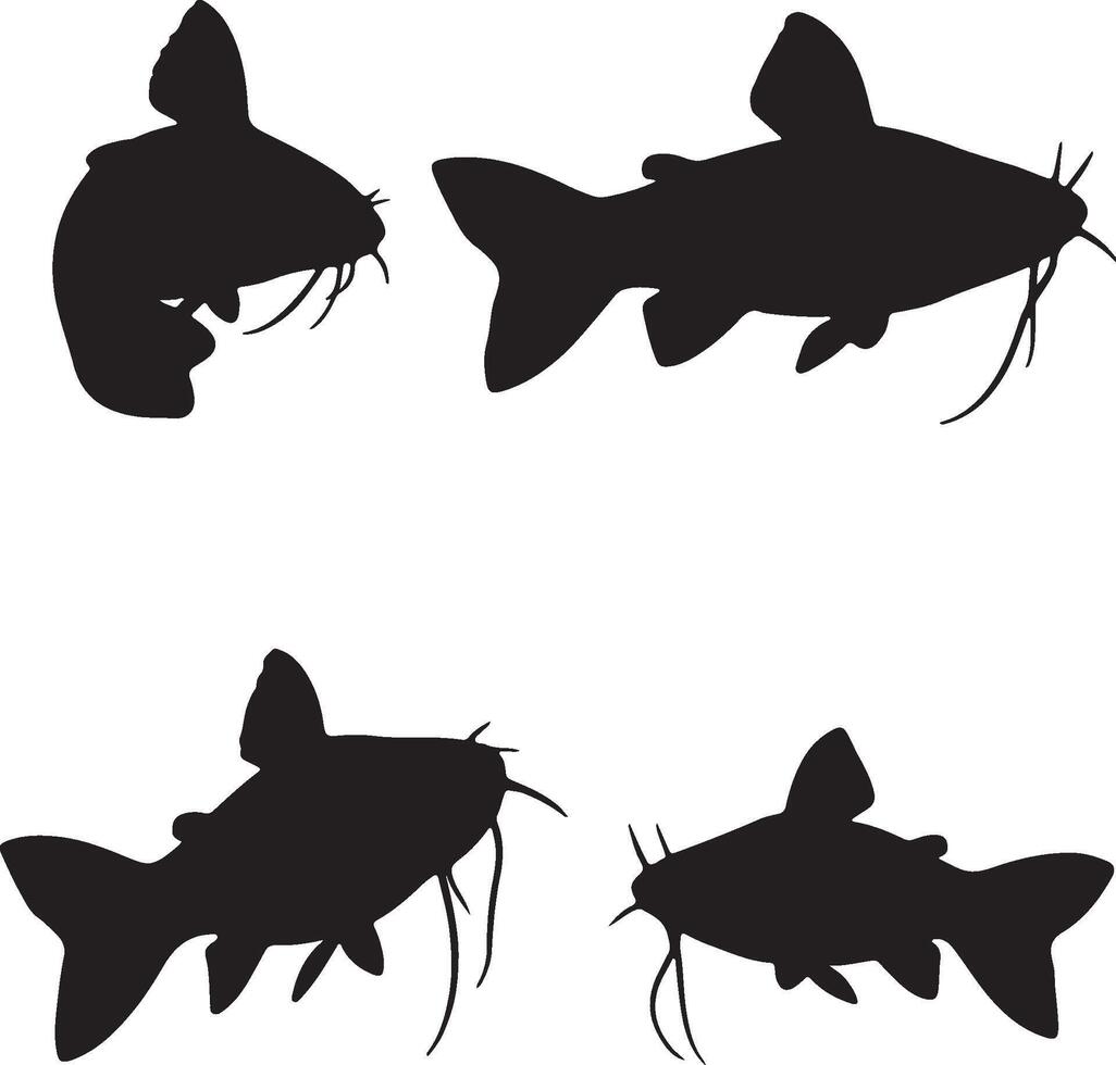 Catfish Solid Black Silhouette vector