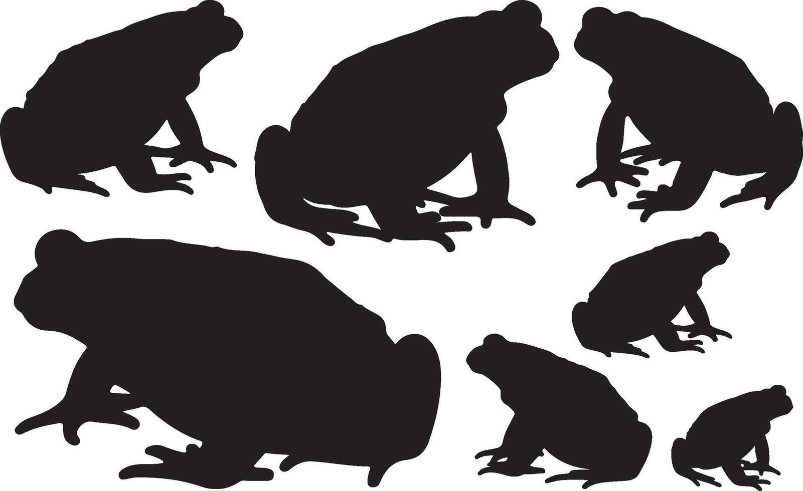 American Toad Solid Black Silhouette Set vector