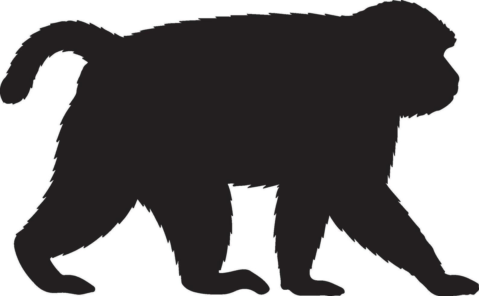 Formosan Rock Macaque Solid Black Silhouette vector