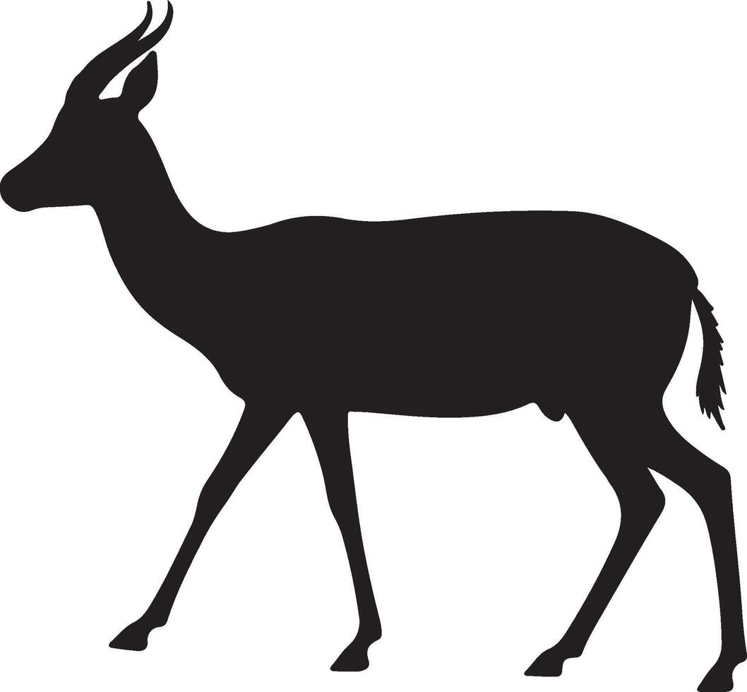 Dorcas Gazelle Solid Black Silhouette vector