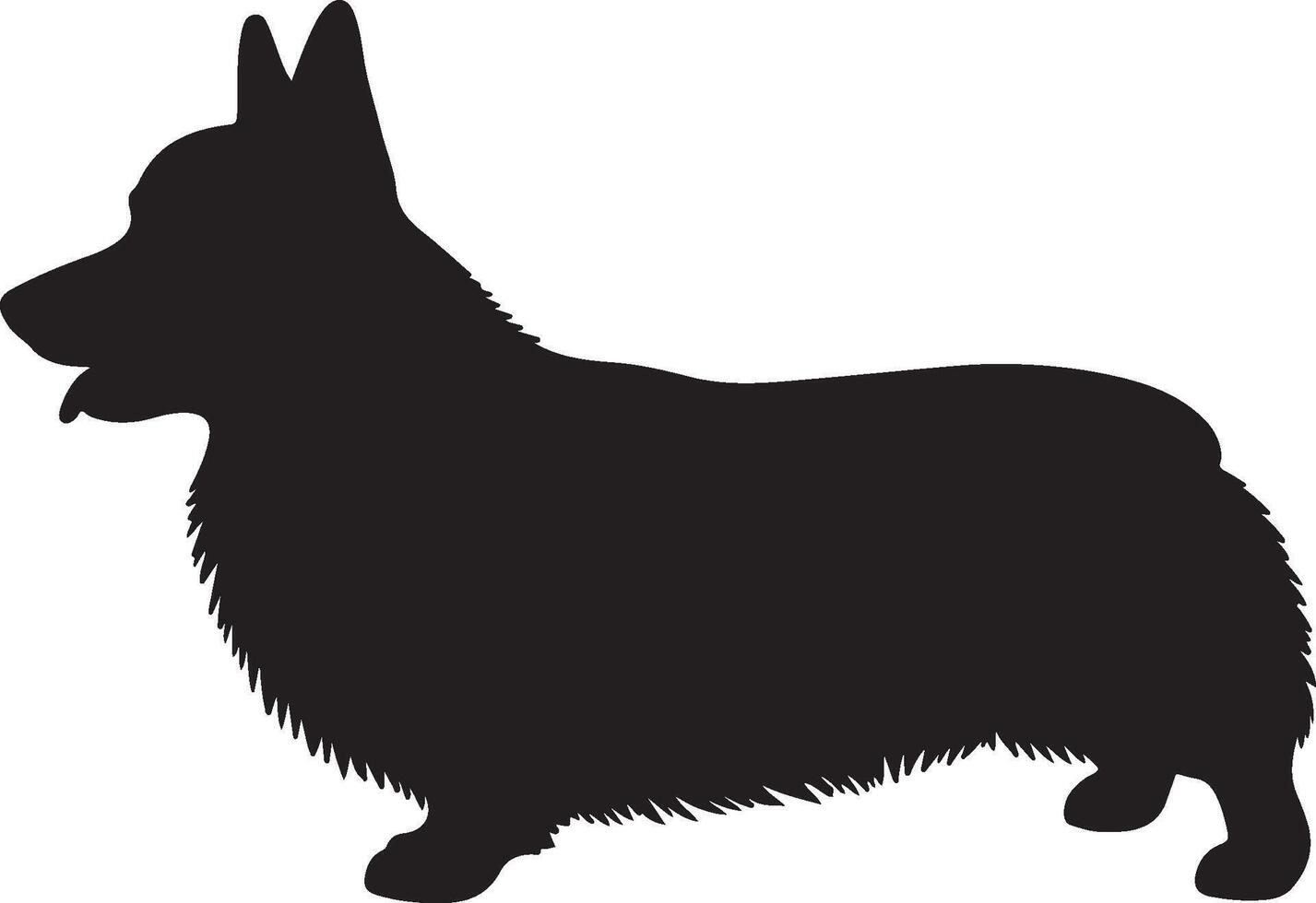 Welsh Corgi Solid Black Silhouette vector