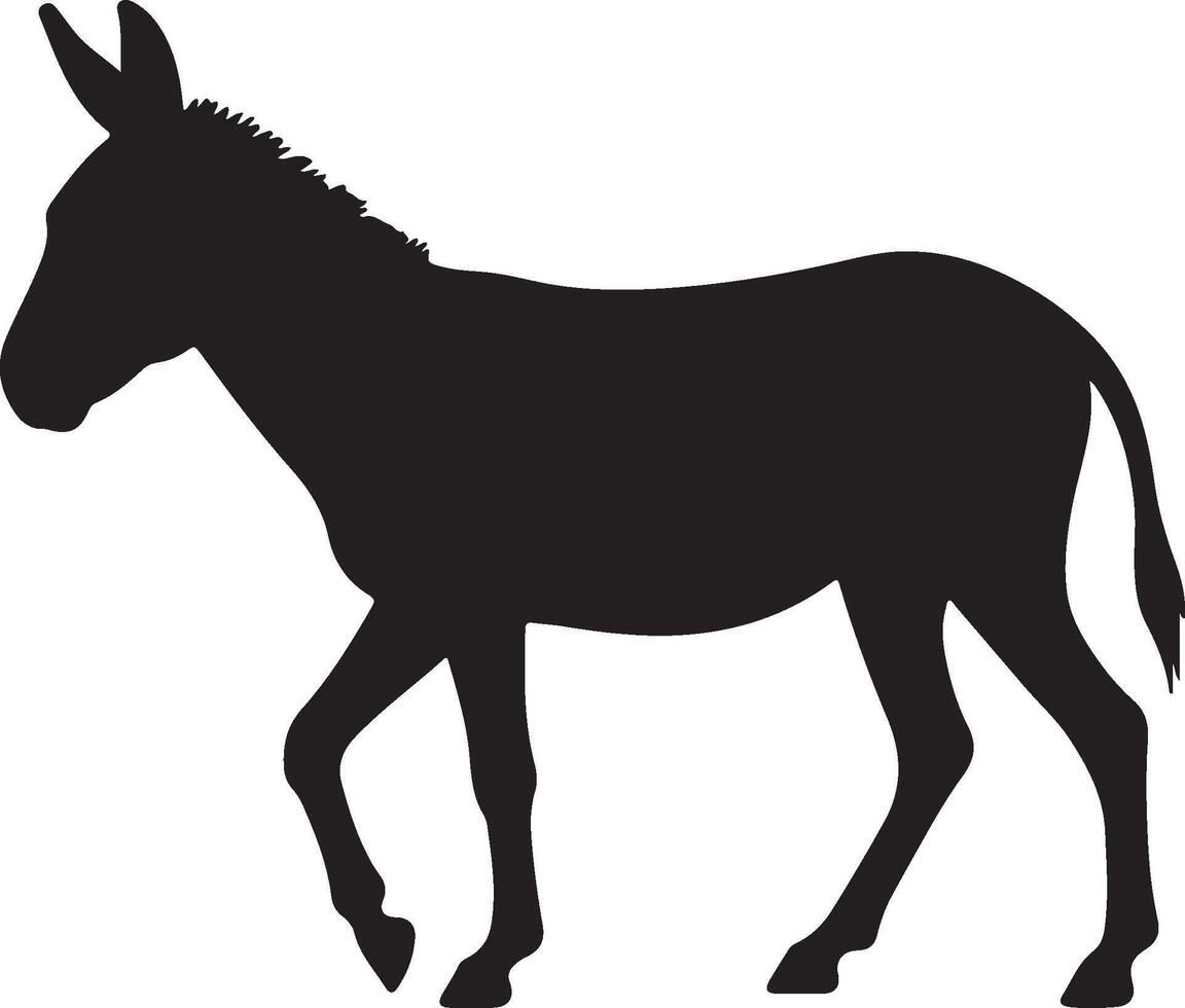 Donkey Solid Black Silhouette vector