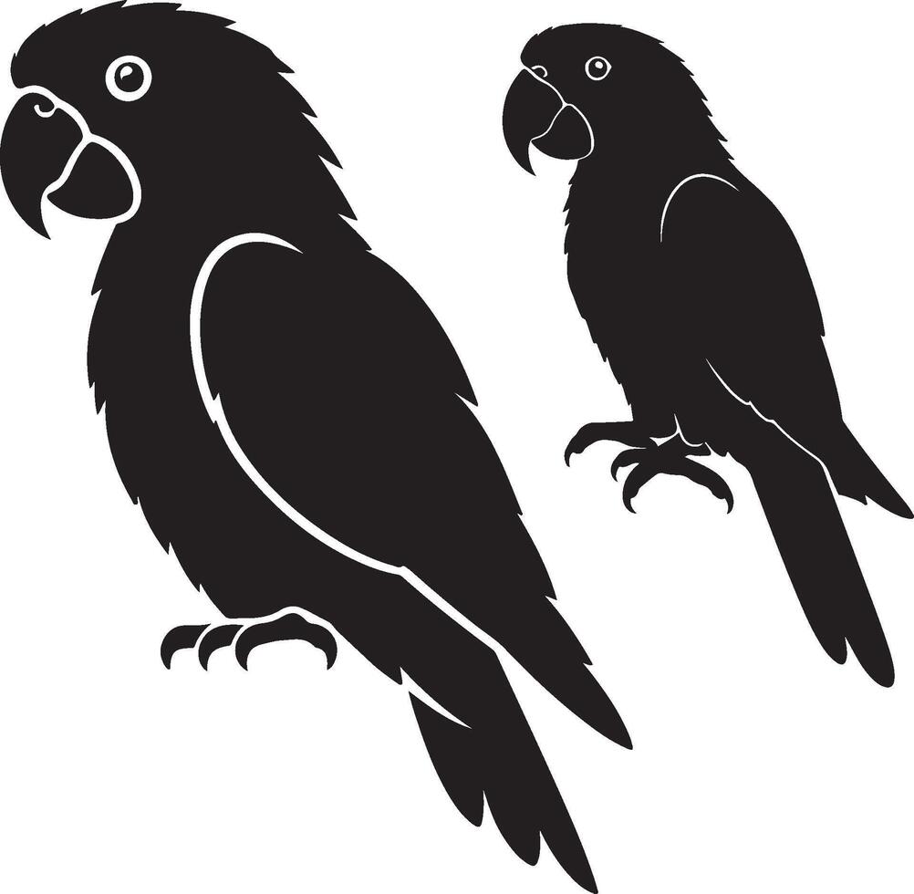Lesser Vasa Parrot Solid Black Silhouette vector