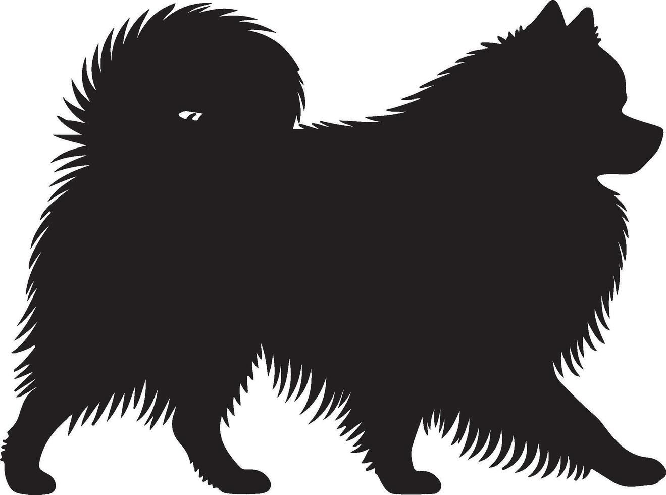 Japanese Spitz Fluffy Dog Solid Black Silhouette vector